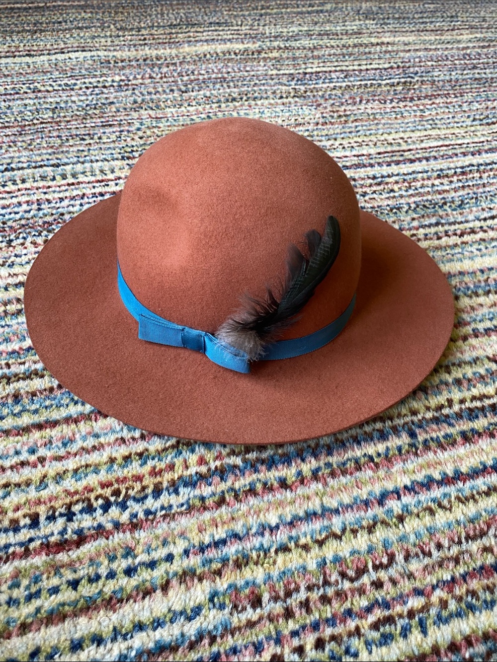 Brixton Rust Orange Felt Fedora Wide Brim Riding Hat Medium 58cm